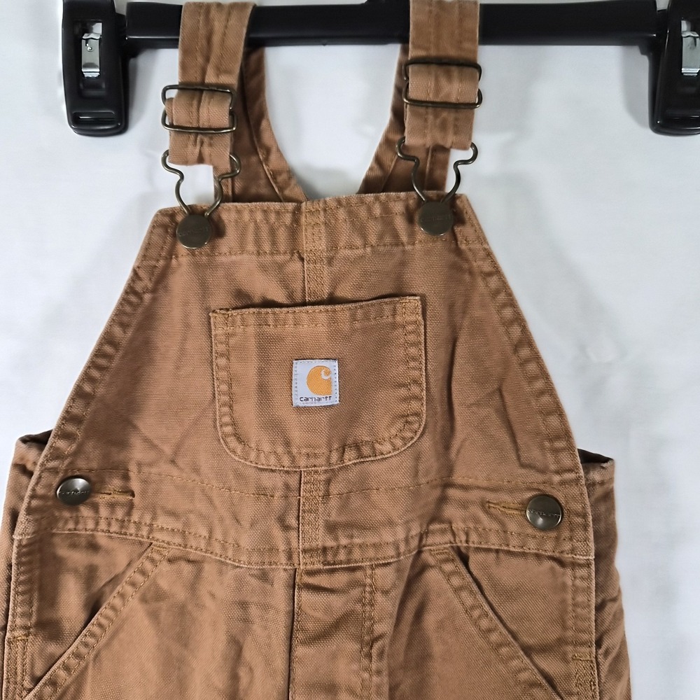 Carhartt Toddler Overalls 2T Brown Canvas‎ Bib Workwear Kids Adjustable Straps